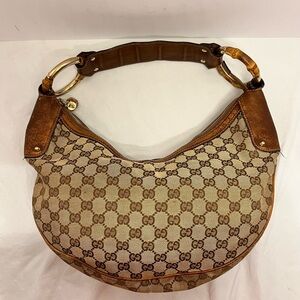 Gucci Beige and Brown Signature Hobo Bag